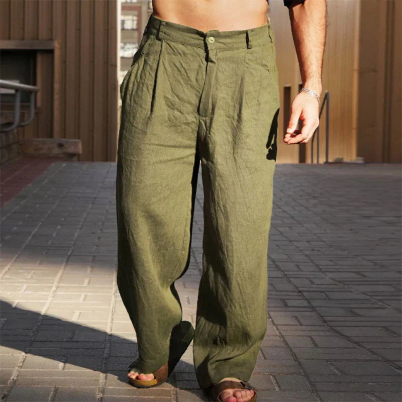 Dario | Linnen Pantalon met Wijde Pijp