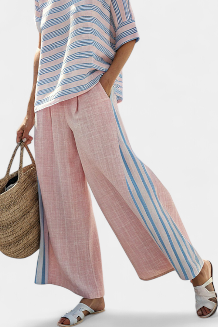 Noor™ | Linnen Set in Roze &amp; Blauw