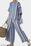 Yara™ | Gestreepte Daisy Set in Malva, Pastelblauw